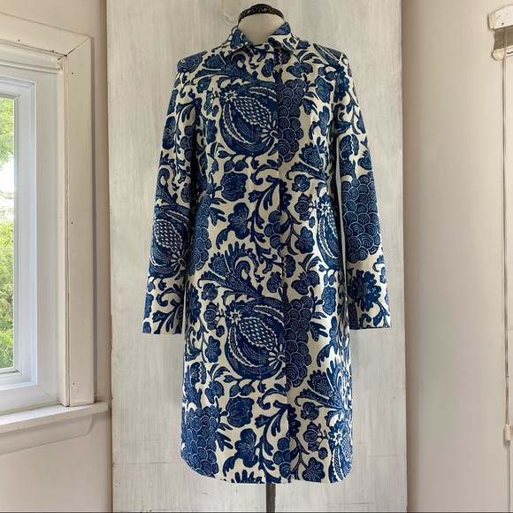 SOLD $$$  J. McLaughlin blue floral cotton coat NEW - Picture 1 of 10